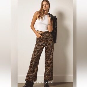 NWT Anthropologie Maeve The Colette Leopard Animal Print Wide Leg Jeans 25
